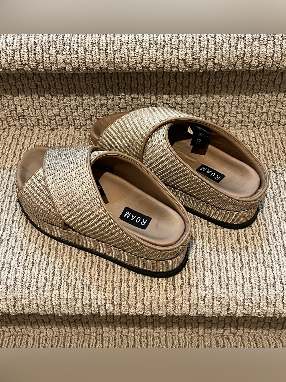 ROAM Cross Stack Raffia Platform Slides - Sz 8 - Picture 6 of 12